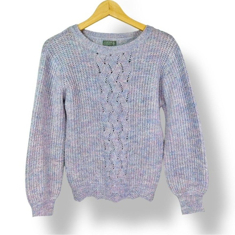 4/$20 Cupcake Clothing Speckled Cable Knit Sweater Scalloped Hem Knit Pullover